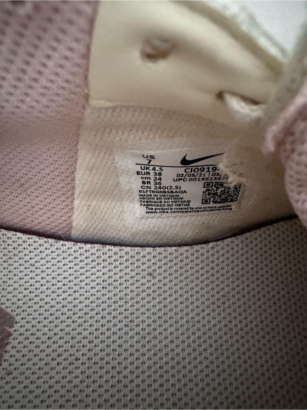 Nike Air Force 1 Shadow Sneaker in Cashmere Size 7 - Picture 12 of 12